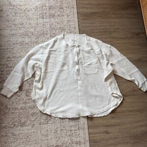Free People White Long Sleeve Top